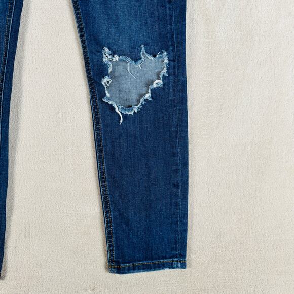 Free People Jeans Womens 29R Med Wash Blue Denim We The People Skinny Distressed - Picture 4 of 9